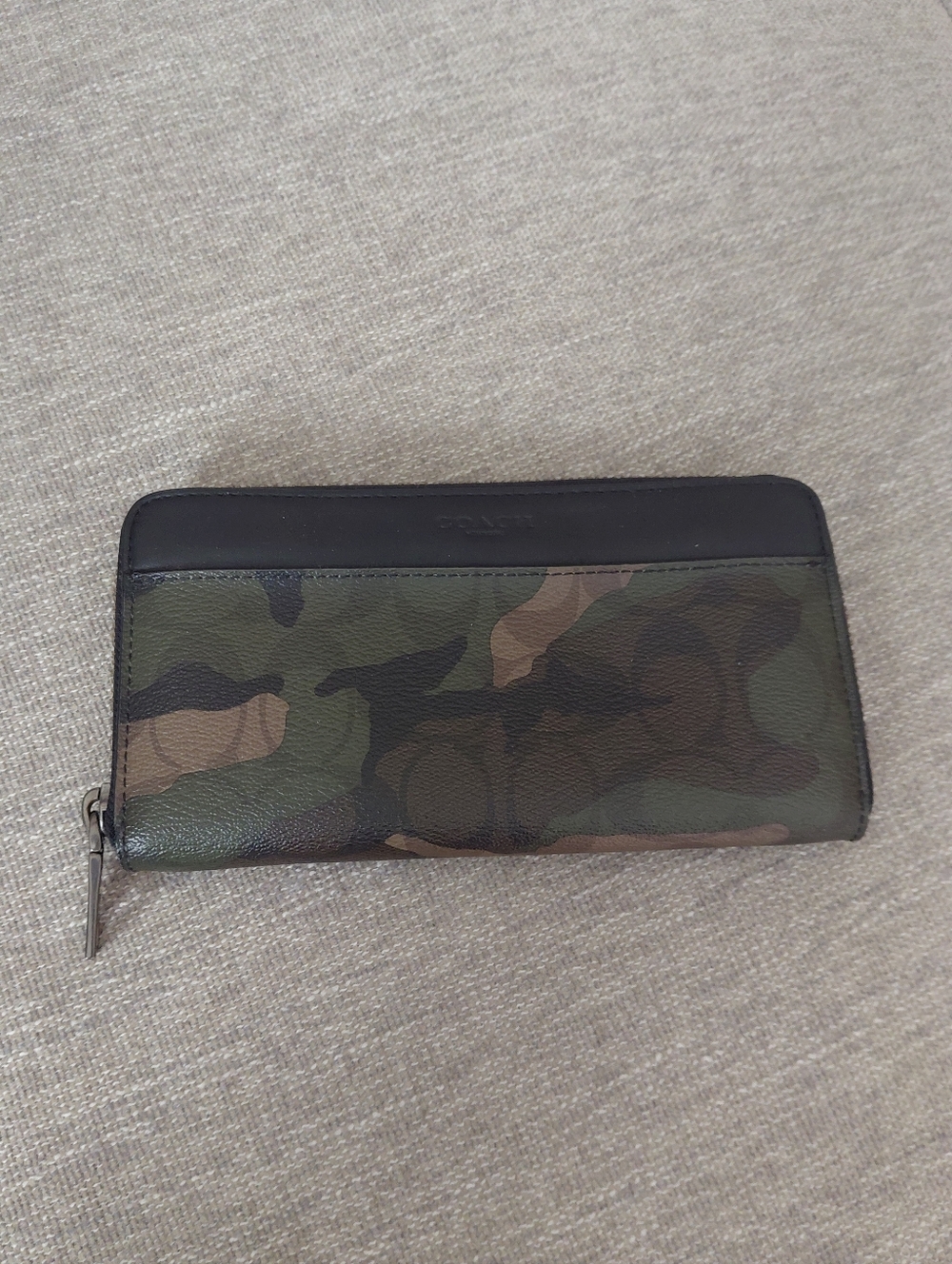 Coach Camouflage Zip-Around Wallet with Black Trim